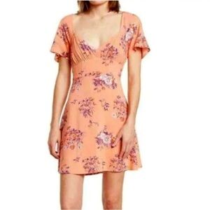 NWT! Abound Mini Dress Short Sleeve V Neck Pink Coral Floral - Size Small👗